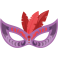 Stickers masque carnaval violet rouge avec plumes 
