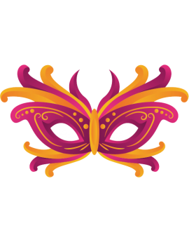 Stickers masque carnaval rouge orange 