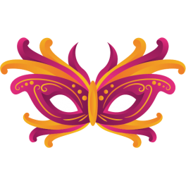 Stickers masque carnaval rouge orange 