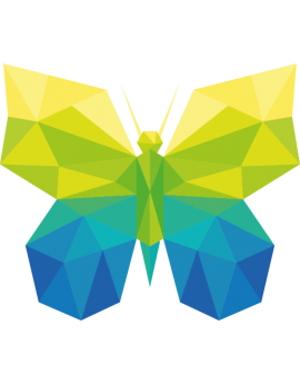 Stickers papillon polygonal moderne vert jaune bleu