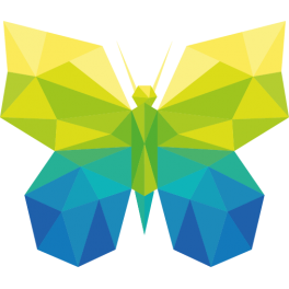 Stickers papillon polygonal moderne vert jaune bleu