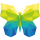 Stickers papillon polygonal moderne vert jaune bleu