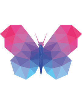 Stickers papillon polygonal moderne design bleu mauve rose