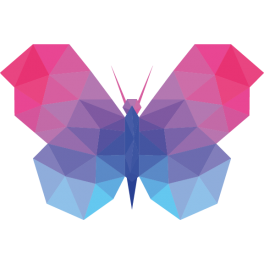 Stickers papillon polygonal moderne design bleu mauve rose