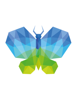 Stickers papillon polygonal moderne design bleu et vert