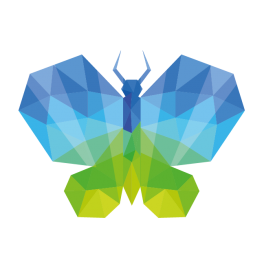 Stickers papillon polygonal moderne design bleu et vert