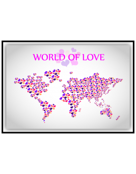 Stickers map monde love amour cœurs