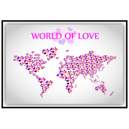 Stickers map monde love amour cœurs