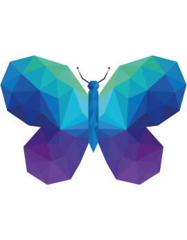 Stickers papillon polygonal moderne design bleu vert