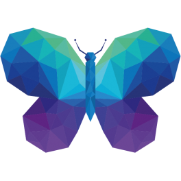 Stickers papillon polygonal moderne design bleu vert