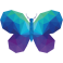 Stickers papillon polygonal moderne design bleu vert