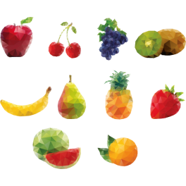 Stickers kit fruits polygonaux