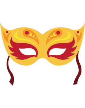 Stickers masque de carnaval jaune et rouge 