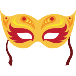 Stickers masque de carnaval jaune et rouge 