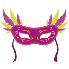 Stickers masque de carnaval prune et vert 