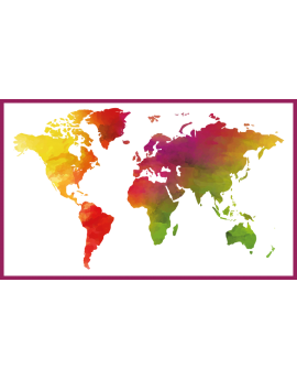 Stickers carte du monde map monde couleur