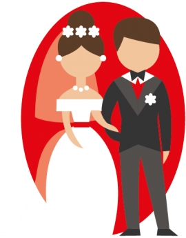 Stickers couple de marié couleur rouge amour grand jour