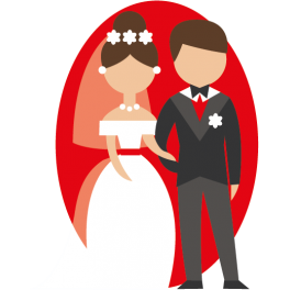 Stickers couple de marié couleur rouge amour grand jour