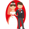 Stickers couple de marié couleur rouge amour grand jour