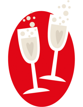 Stickers coupes de champagne fêtes 