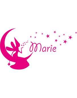 Stickers Fée sur la lune étoile Marie