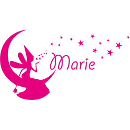 Stickers Fée sur la lune étoile Marie