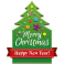 Stickers panneau forme sapin vert Merry Christmas repositionnable