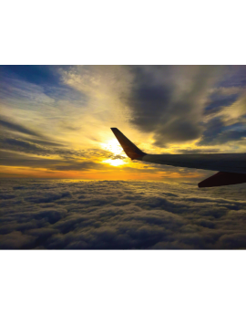 Poster avion et coucher de soleil