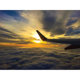 Poster avion et coucher de soleil