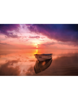 Poster bateau devant un coucher de soleil