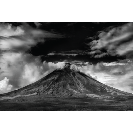 Poster volcan noir et blanc