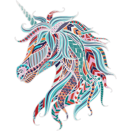 Stickers tête de licorne multicolore