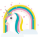 Stickers tête de licorne arc en ciel