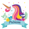 Stickers licorne avec prénom couleur