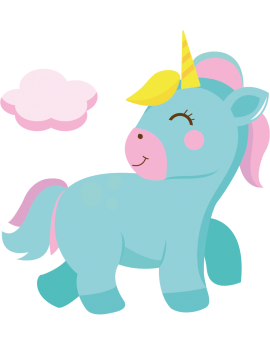 Stickers licorne avec nuage