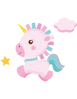 Stickers bébé licorne étoiles et nuage