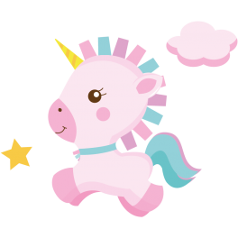 Stickers bébé licorne étoiles et nuage