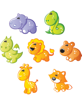 Kit 7 Stickers animaux