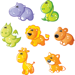 Kit 7 Stickers animaux