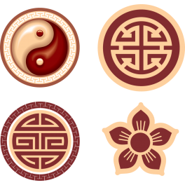 Kit 4 Stickers symboles chinois Ying Yang