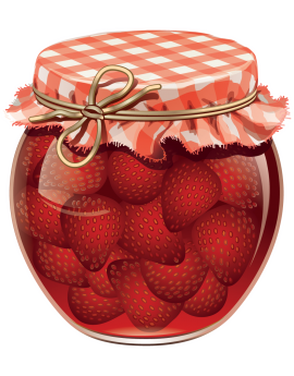 Sticker fraises pot de confiture 