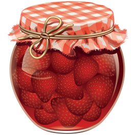 Sticker fraises pot de confiture 