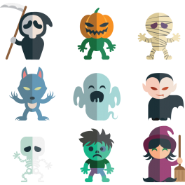 Kit 9 Stickers personnages Halloween
