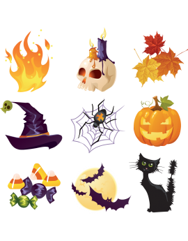 Kit 9 Stickers halloween