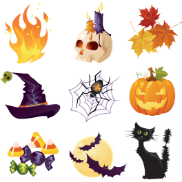 Kit 9 Stickers halloween